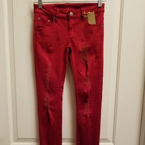 NWT PUZZLE JEANS Distressed Denim Skinny SIZE 3/4